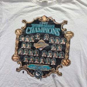 Vintage Florida Marlins 1997 World Series Champions Starter T Shirt Mens X Large